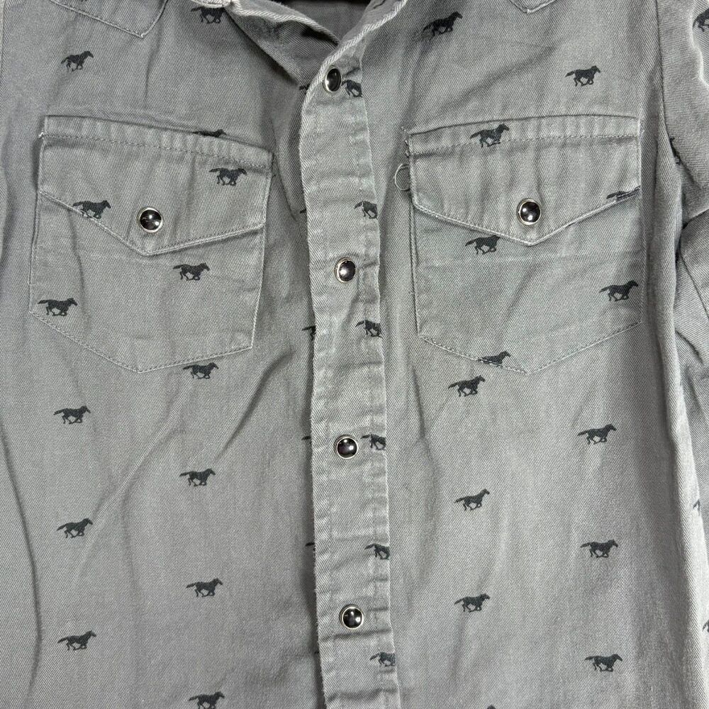Roper Sport Vintage Western Rodeo Gray Black Pearl Button Down Kids 5 - Picture 3 of 10